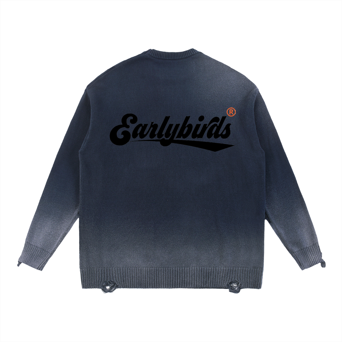 Earlybirds Sun Fade Distressed Ripped Crewneck Sweatshirt