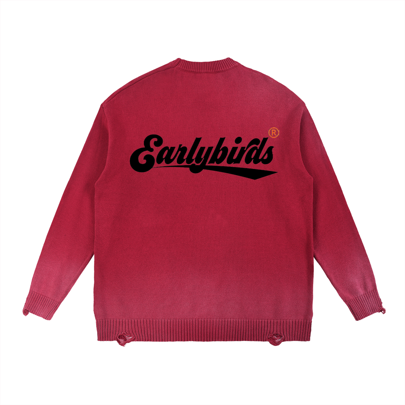 Earlybirds Sun Fade Distressed Ripped Crewneck Sweatshirt