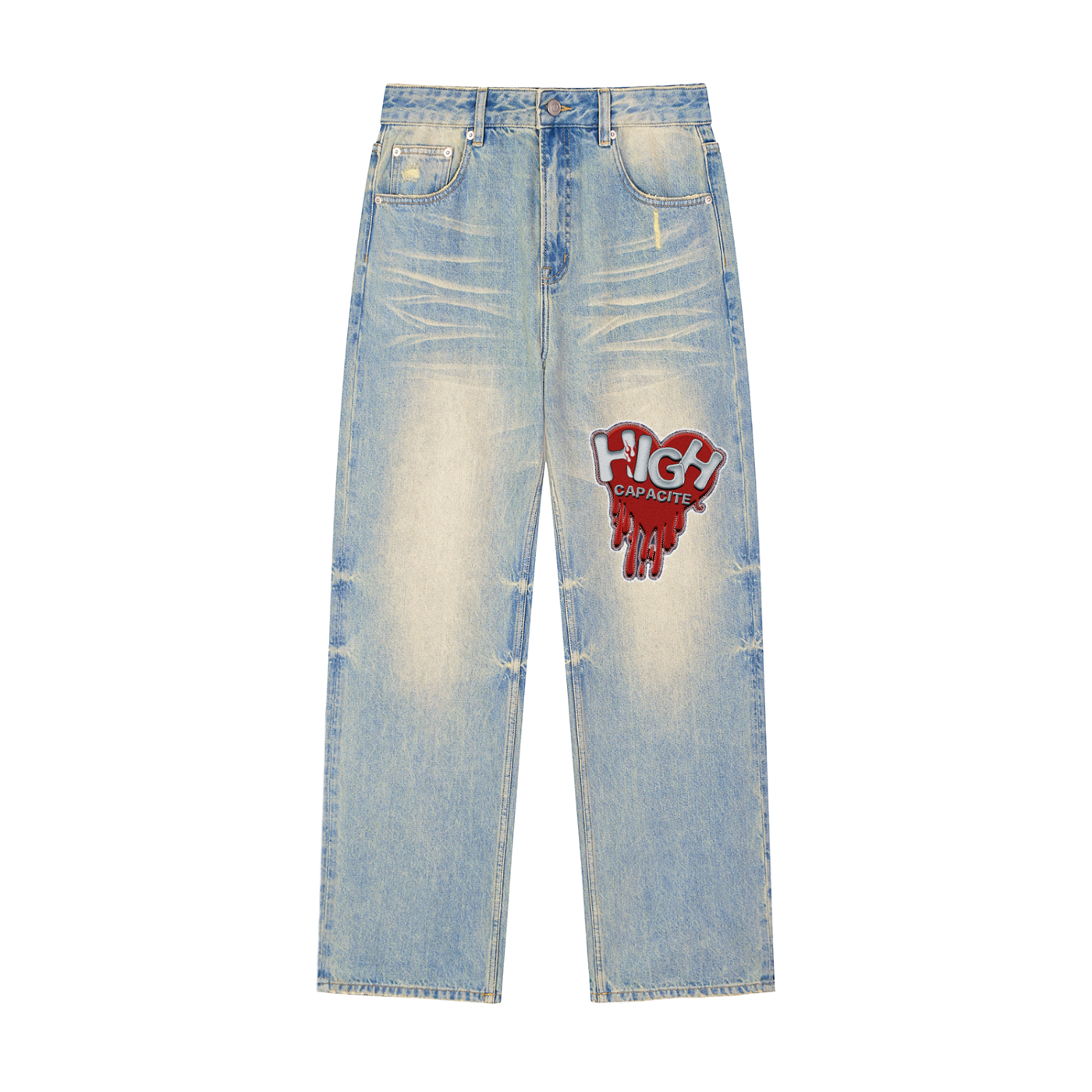 Bleeding Heart Raw Hem Denim Jeans