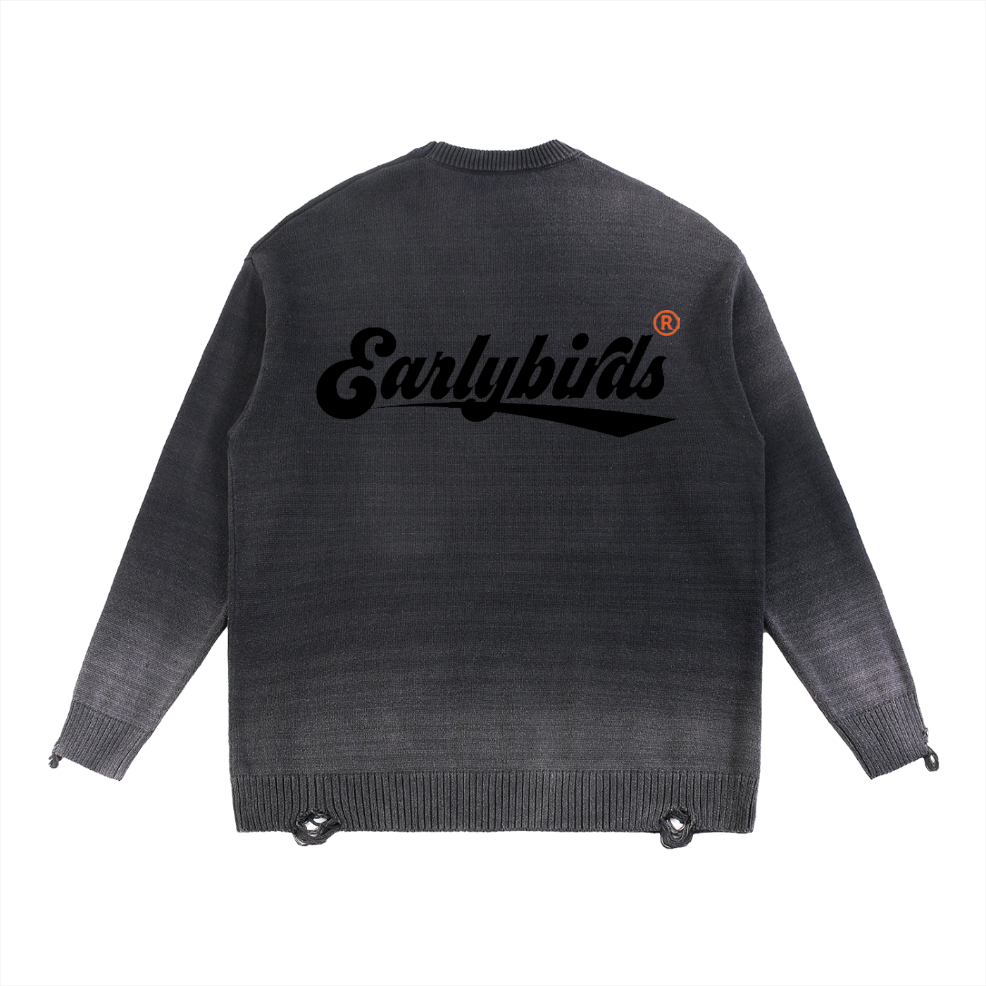 Earlybirds Sun Fade Distressed Ripped Crewneck Sweatshirt