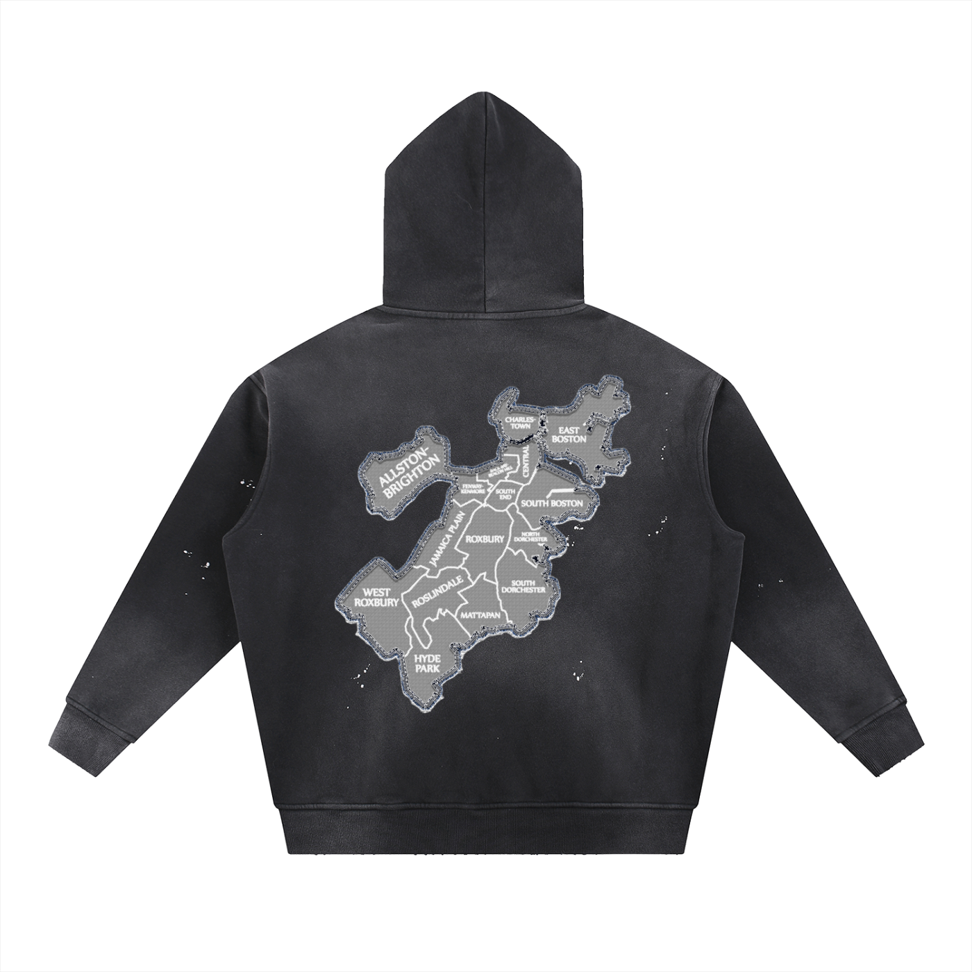 Boston Vintage Washed Frayed Fleece Hoodie