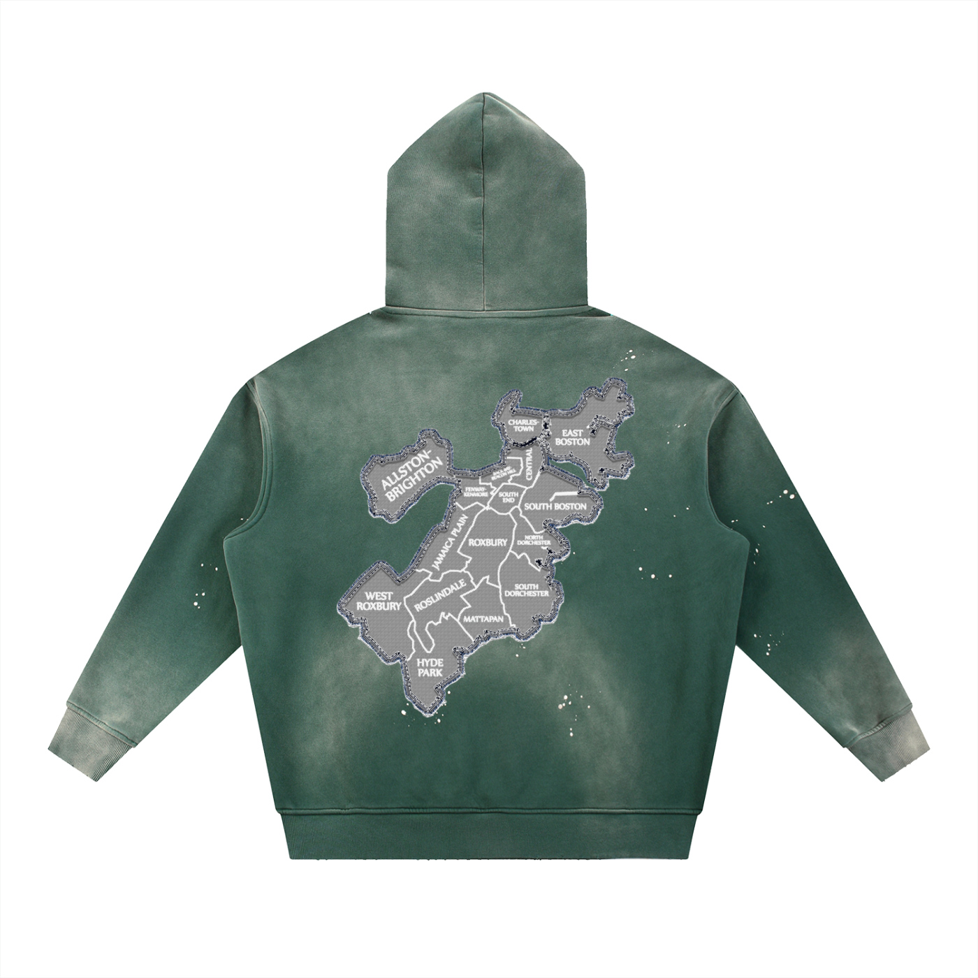 Boston Vintage Washed Frayed Fleece Hoodie