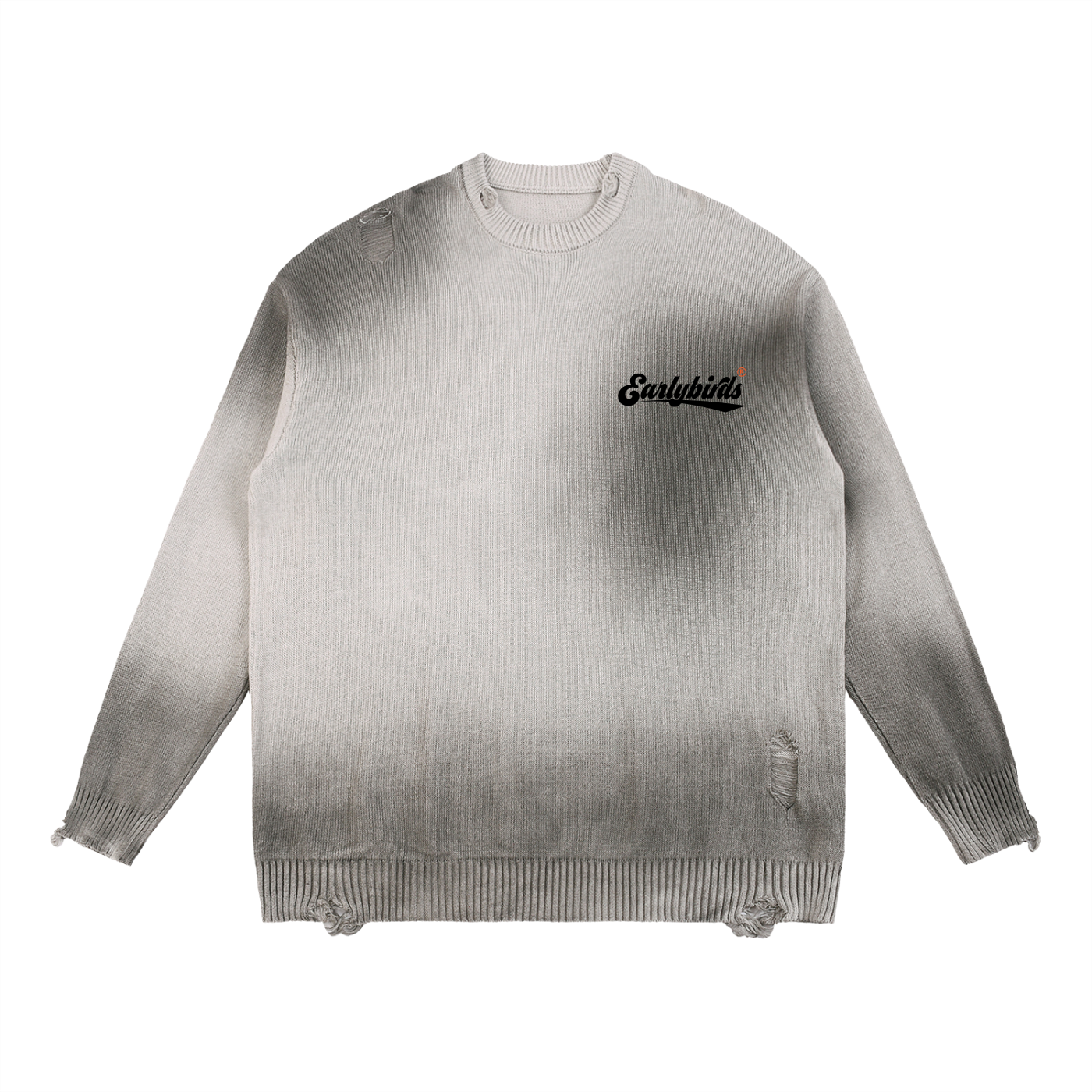 Earlybirds Sun Fade Distressed Ripped Crewneck Sweatshirt
